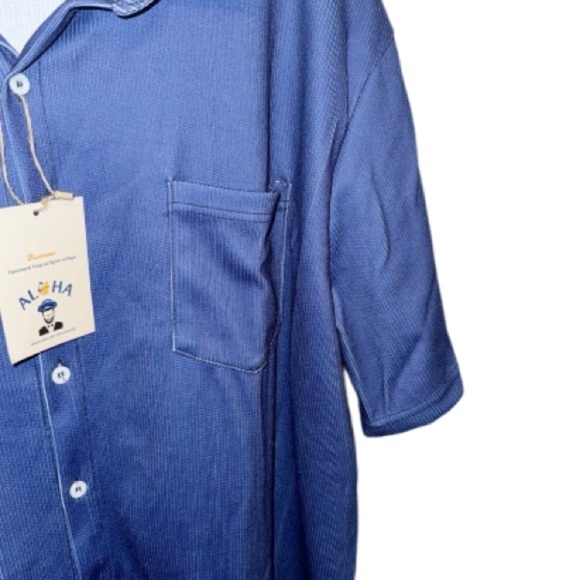 NWT! Aloha Blue Camp Shirt Pocket Sz XL - Picture 6 of 10